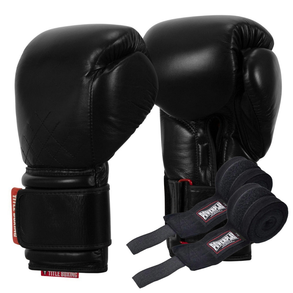 Боксерские перчатки TITLE Boxing Ko-Vert Black 12 oz Киев - изображение 1