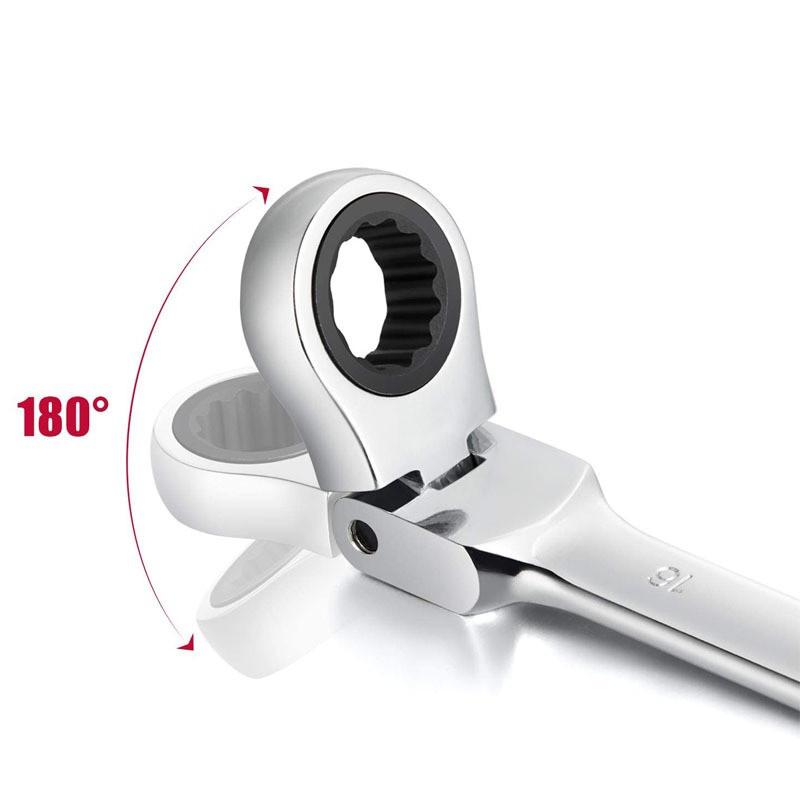 Набір рожково-накидних комбінованих ключів 12 шт, 8-19 мм, гайкові для ремонту з тріскачкою і поворотним механізмом 180° з чохлом Кам'янець-Подільський - фото 8