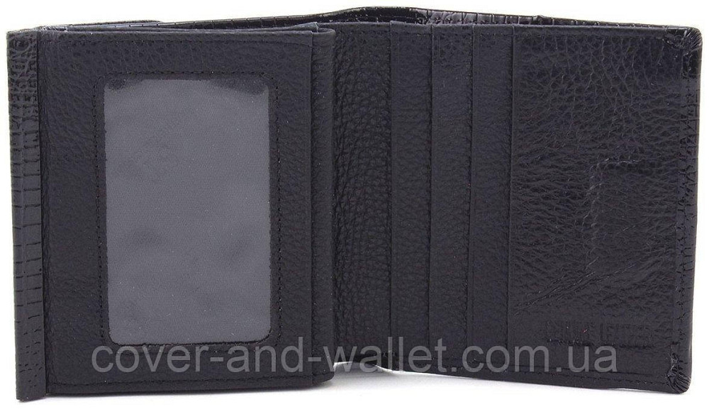 Маленький лаковий жіночий гаманець чорного кольору з великою монетницею ST AE 209-1 Київ - фото 5