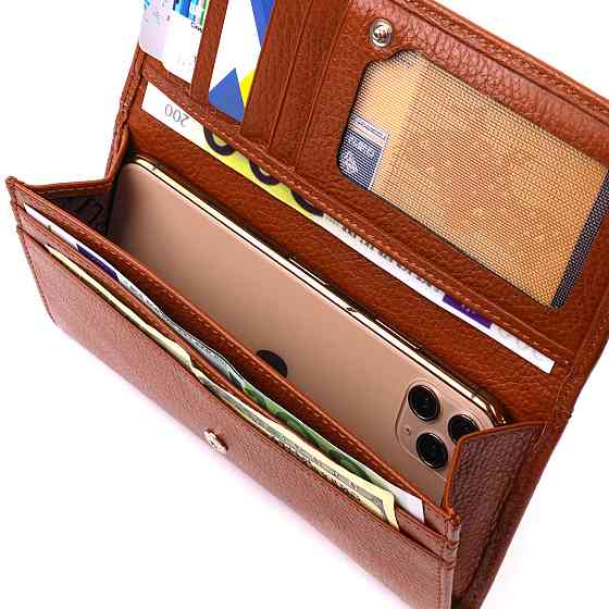 Женский удобный кошелек из натуральной кожи CANPELLINI 21829 Коричневый Киев