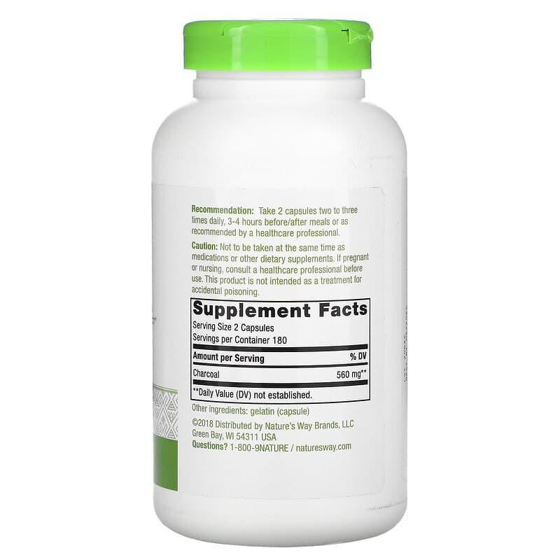 Активоване вугілля Nature's Way Charcoal Activated 280 мг 360 капс Київ - фото 2