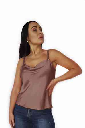 Базова майка жіноча хомут шовк Какао 4XL Харків