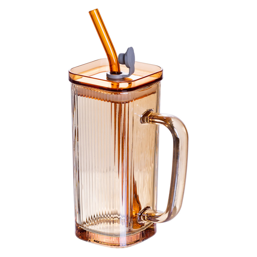 Кружка скляна з кришкою та трубочкою 280 (мл) чашка з трубочкою та кришкою на подарунок HP-19-51 Коломия - фото 2