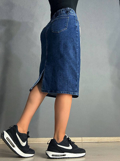 Спідниця жіноча джинсова Vanver 8237 резинка шнурок з розрізом варена міді синя, синій, 30, 30, 80 см, 103 см Київ - фото 16