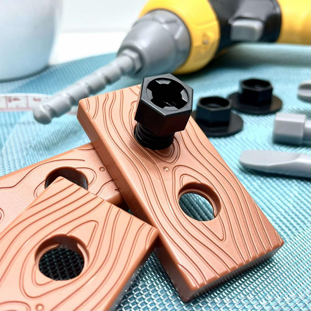 Набір інструментів шуруповерт із підсвічуванням молоток пила викрутка валізці Жовтий (T012) Чернігів - фото 6