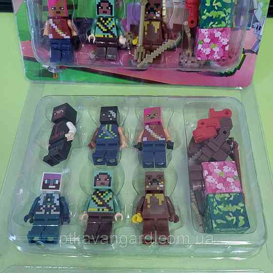 Набір фігурок Minecraft 6 шт з магнітними блоками та ніжками фігурок, зброя 4025 Хмельницький