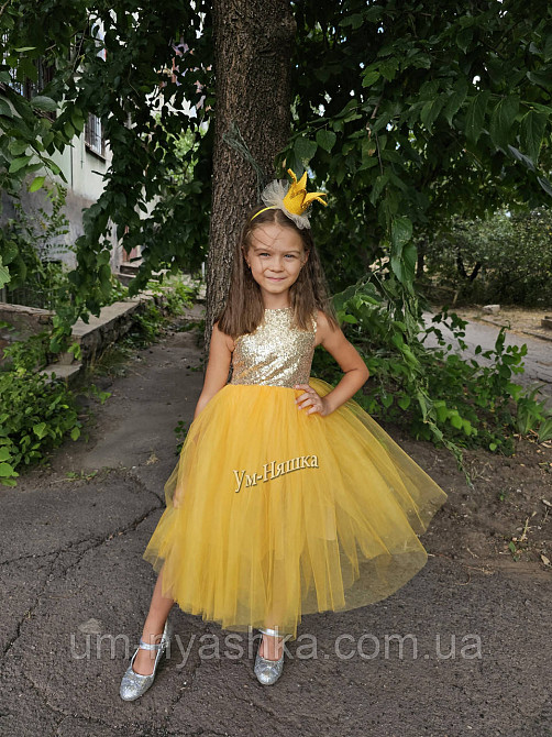 Золоте нарядне плаття на дівчинку Дитячі нарядні сукні з блискітками Кривий Ріг - фото 12