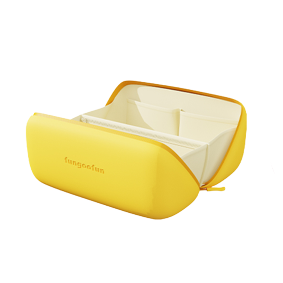 Косметичка силіконова, дорожня Fungoofun для аксесуарів у ванну і душ, водонепроникна на блискавці, жовта Кам'янець-Подільський