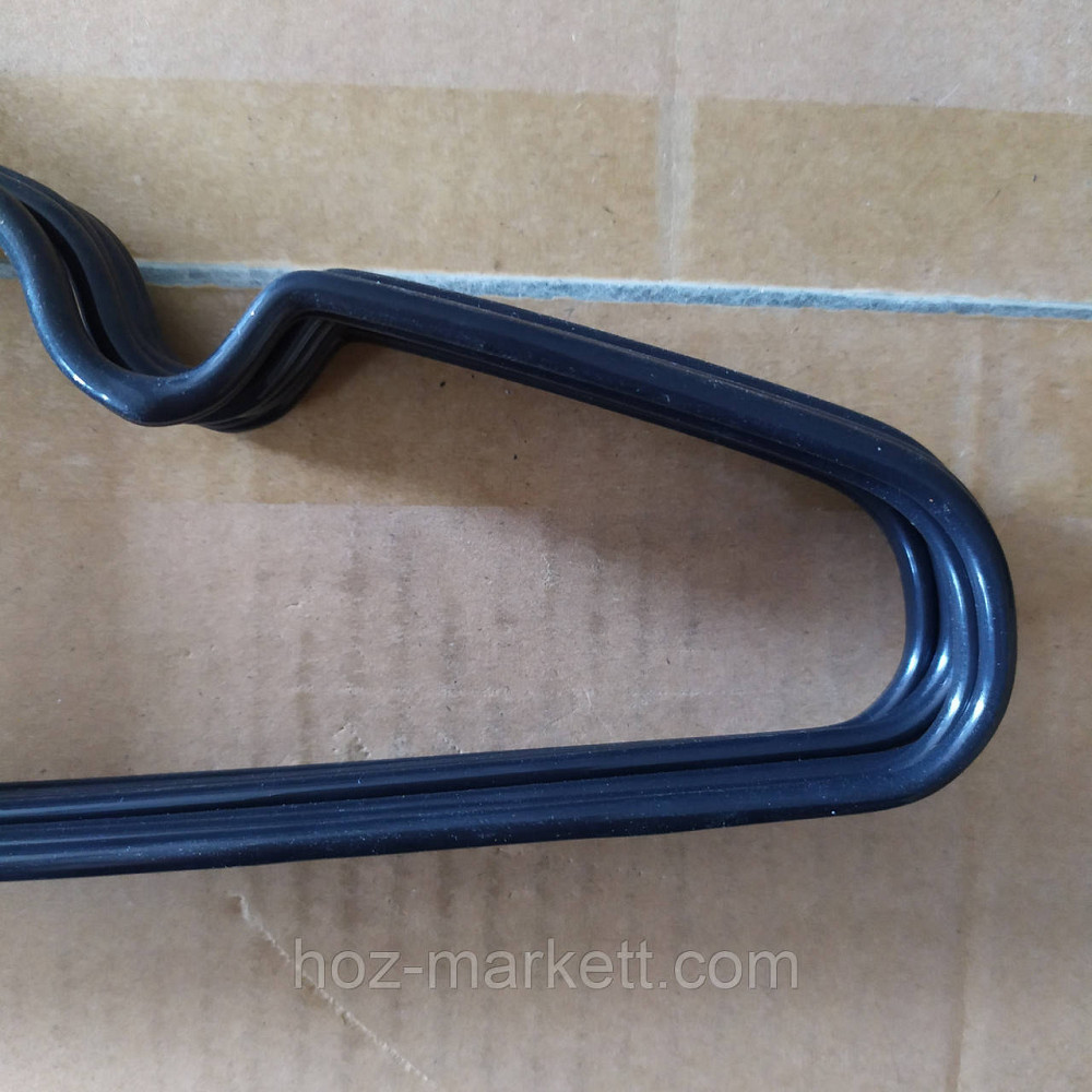 Вішалки плічка, тремпіль чорний металевий у силіконовому покритті з хромованим гачком тонкий 8 шт. в уп Харків - фото 4