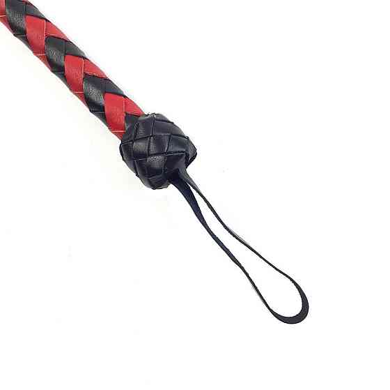 Батіг гнучкий Снейк, натуральна шкіра, колір чорно-червоний, довжина - 80 см Sex Aura Київ