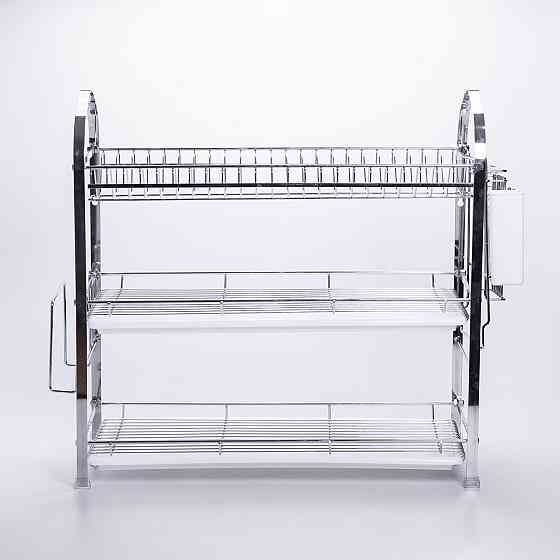 Сушарка кухонна з хромованої сталі трирівнева з піддонами і тримачами HP-46-12 Київ