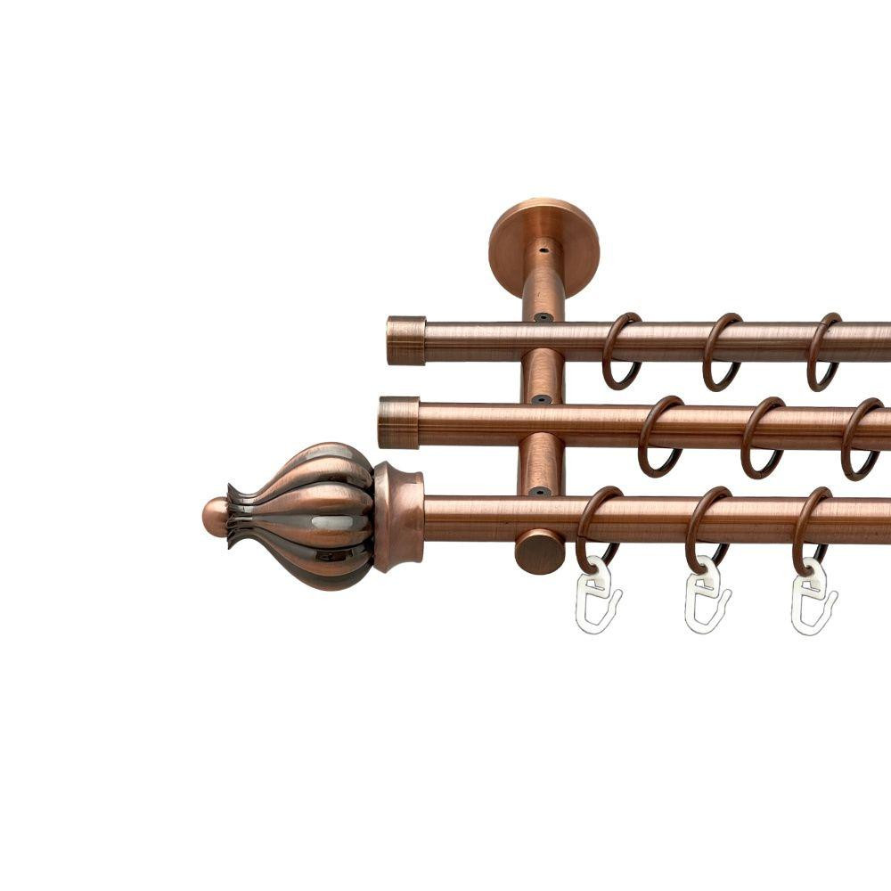 Карниз Orvit Таджа металевий трирядний циліндр (20 см) гладка труба кільце металеве Мідь 16\16\16 мм 120 см Львов - изображение 1