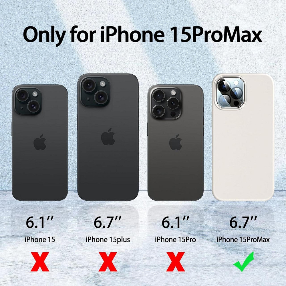 Чехол 5 в 1 для iPhone 15 Pro Max жидкий силикон 2 защитных стекла 2 накладки на камеру микрофибра тонкий Киев - изображение 5