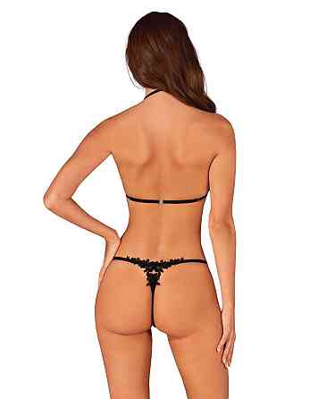 Напівпрозорий комплект Obsessive Celia Noir 2-pcs set XL/2XL, бюстгальтер, стрінги Sex Aura Київ