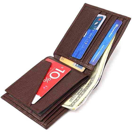 Практичний гаманець для чоловіків у два складення з натуральної шкіри флотар CANPELLINI 21586 Коричневий Київ