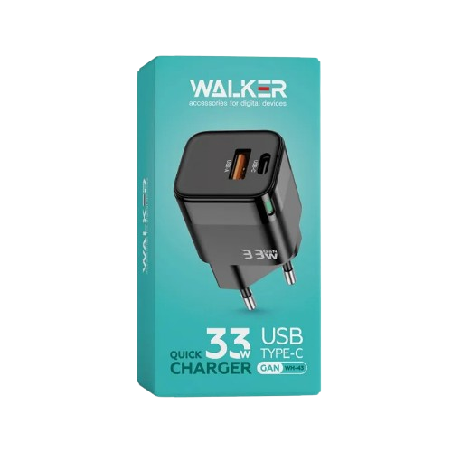 Зарядний пристрій мережевий USB/Type-C QC+PD 33W чорний WALKER WH-43 Житомир - фото 3