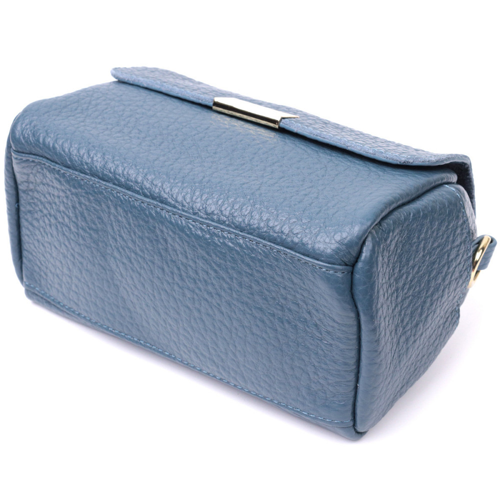 Отличная кожаная женская сумка с оригинальной плечевой лямкой Vintage 22402 Синяя Киев - изображение 3