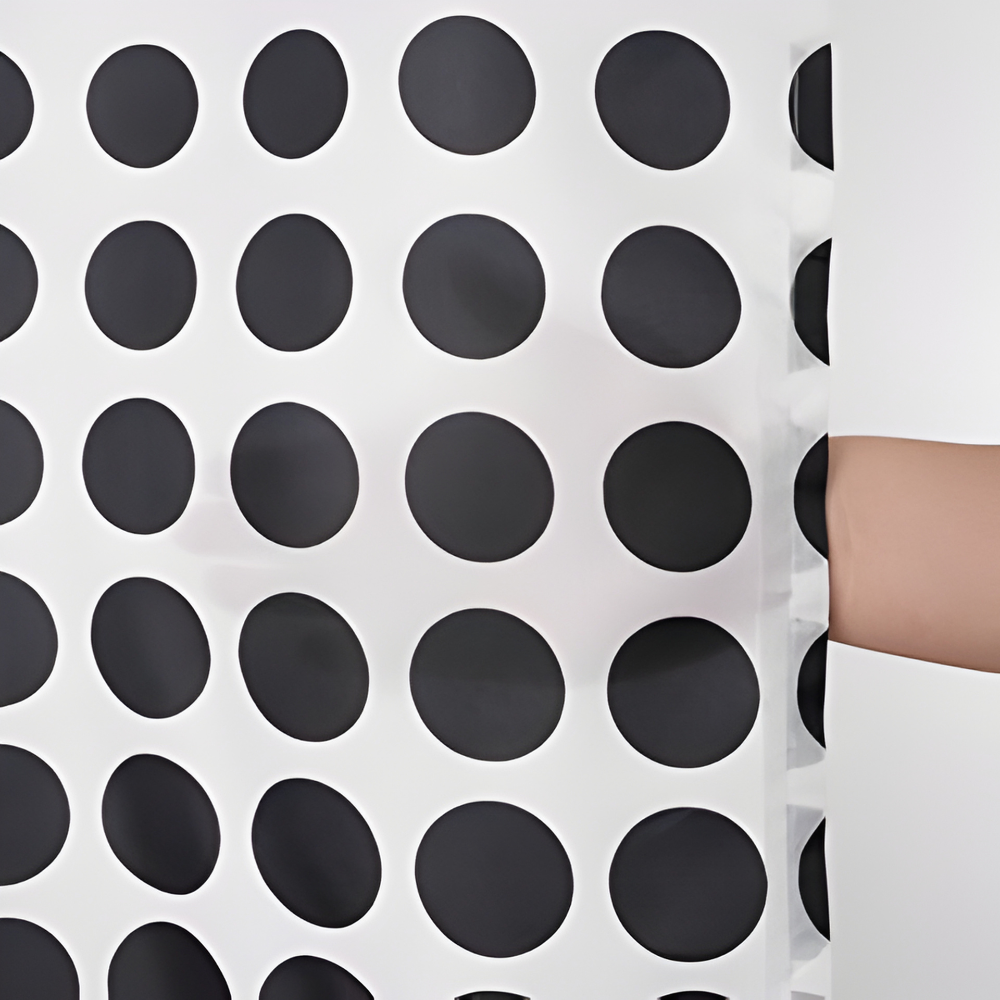 Шторка для ванної та душу 180x180 см водостійка, шторка для ванної кімнати з кільцями і гачками, біла з чорним принтом Кам'янець-Подільський - фото 6