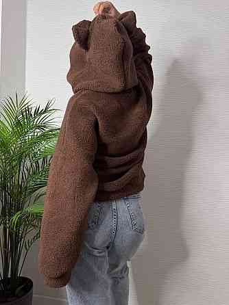 Жіноча тепла плюшева худі з вушками турецьке м'яке хутро Шоколад Одеса