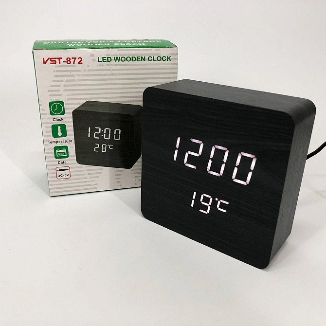Настільний годинник з LED підсвічуванням VST-872-6, Годинник з дисплеєм температури і вологості повітря NI-87 Одеса - фото 1
