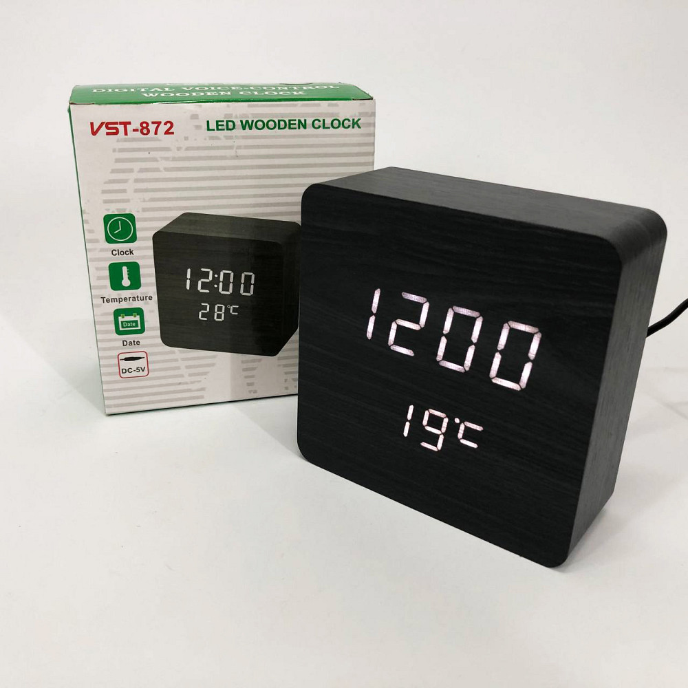 Настільний годинник з LED підсвічуванням VST-872-6, Годинник з дисплеєм температури і вологості повітря NI-87 Львів - фото 1