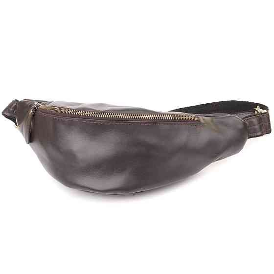 Сумка бананка отменного качества из гладкой натуральной кожи Shvigel 23144 Коричневый Киев