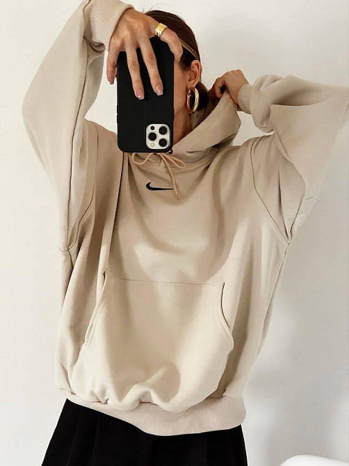 Женский стильный худикенгуру оversize кройки на тонком флисе Бежевий Одесса - изображение 1