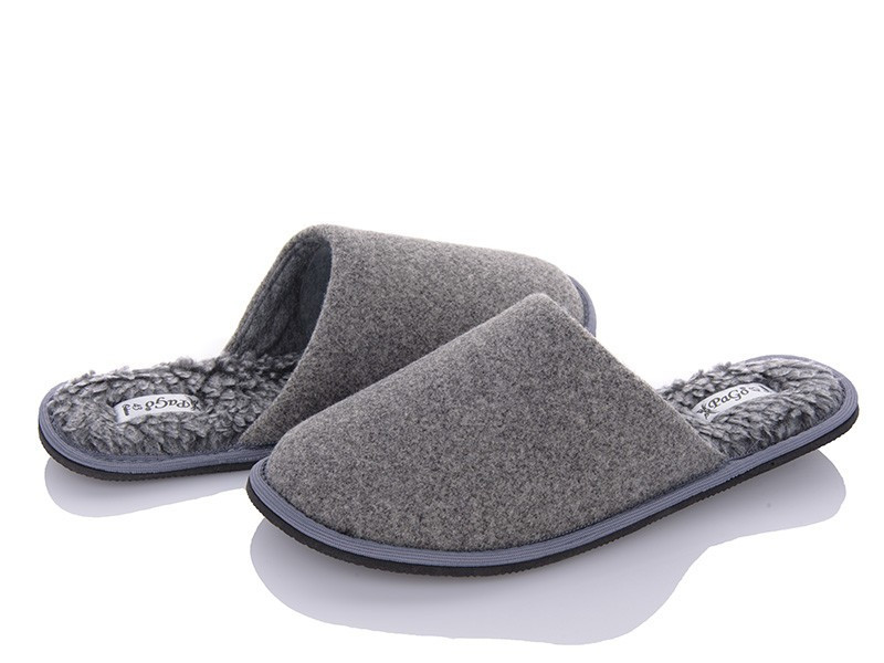 Хатні капці чоловічі закриті носки сірі на овчині теплі, прошита підошва Одеса - фото 4