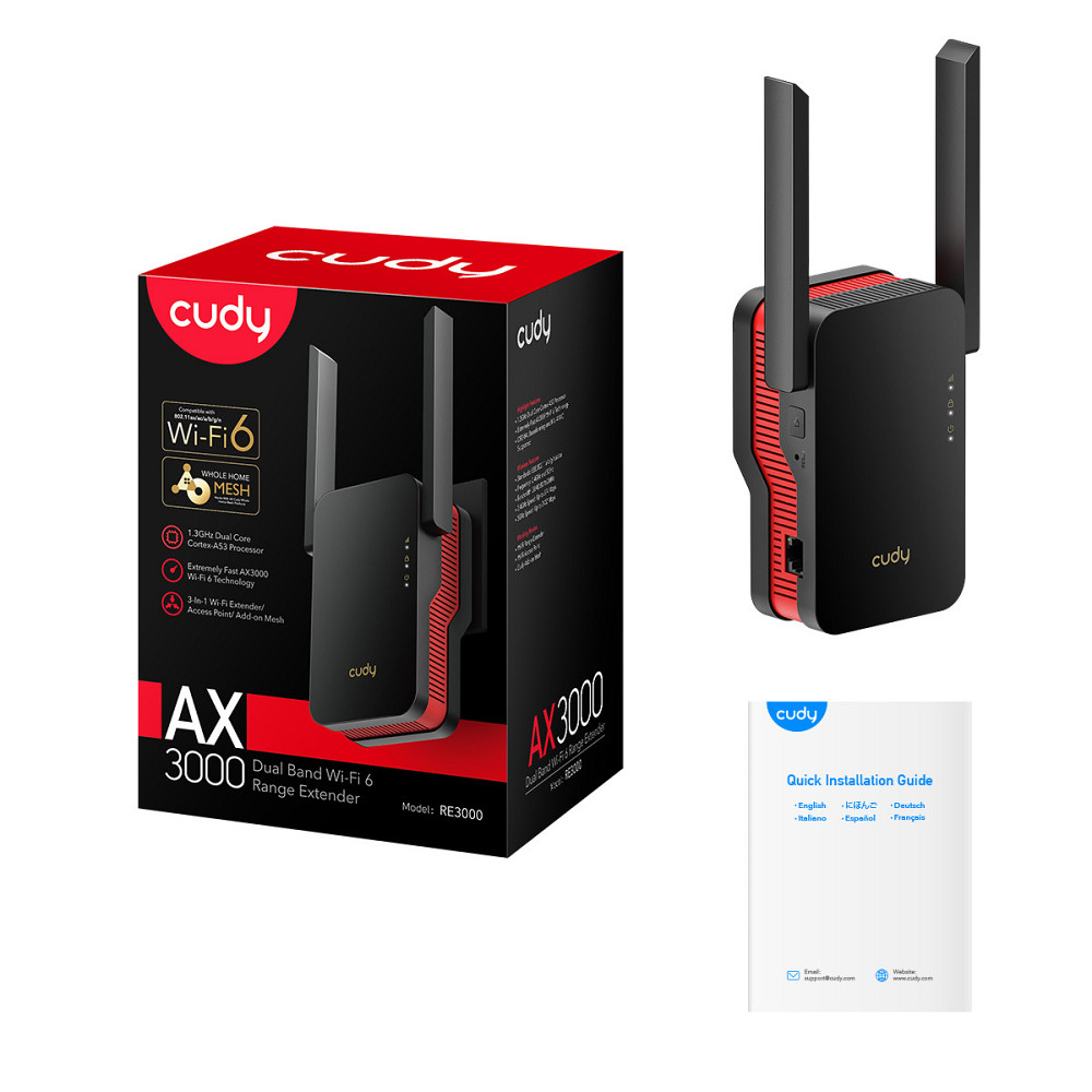 WiFi 6 Mesh ретранслятор Cudy RE3000 Black гігабітний AX3000 (73-00554) Киев - изображение 10