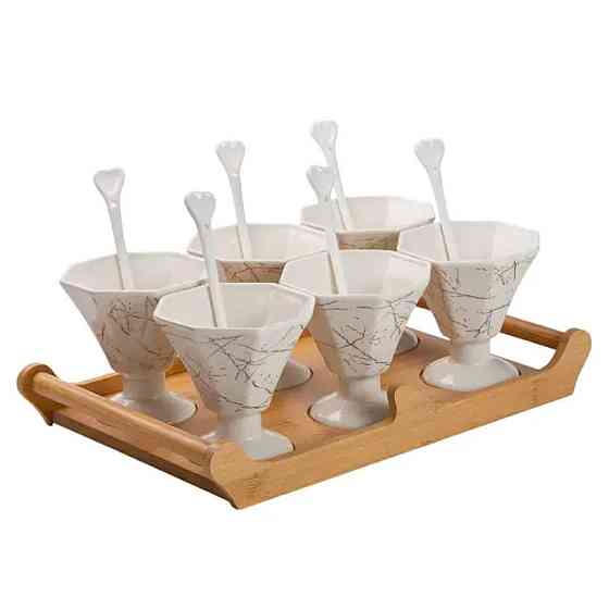 Yiwu Набір із 6 креманок 200 мл, порцеляна білий HP-1220 Киев