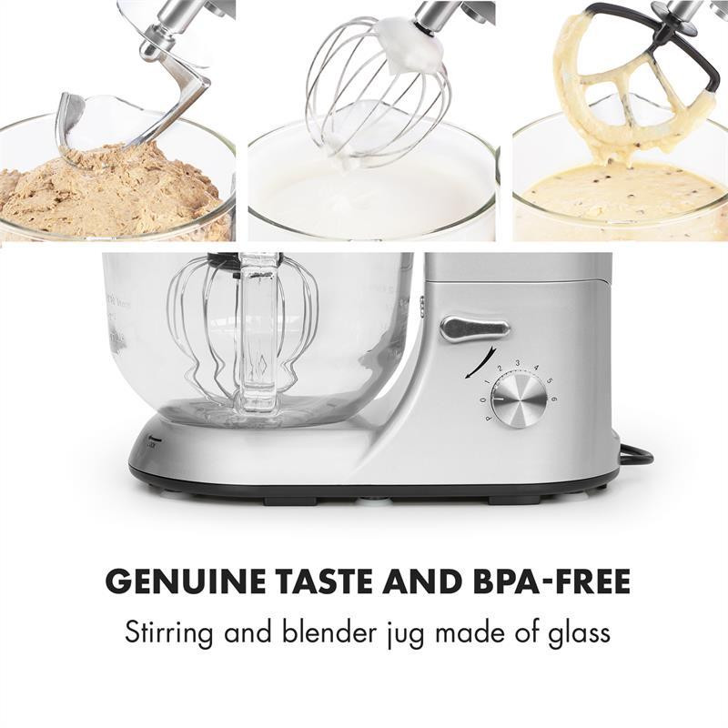 Кухонний комбайн Lucia Argentea 2G, блендер-м'ясорубка, 1300 Вт, без BPA, сріблястий (Німеччина, читати Рівне - фото 3