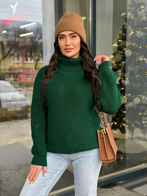 Женский вязаный свитер с высокой горловиной. 42-54р Киев - изображение 7