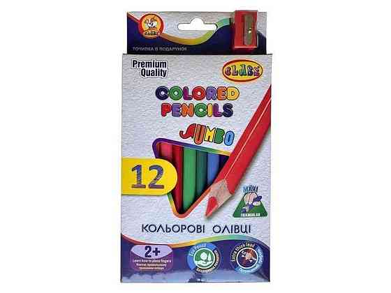 Олівці кольорові 12кол. трикутні точилка jumbo 1812c class ТМ CLASS Київ