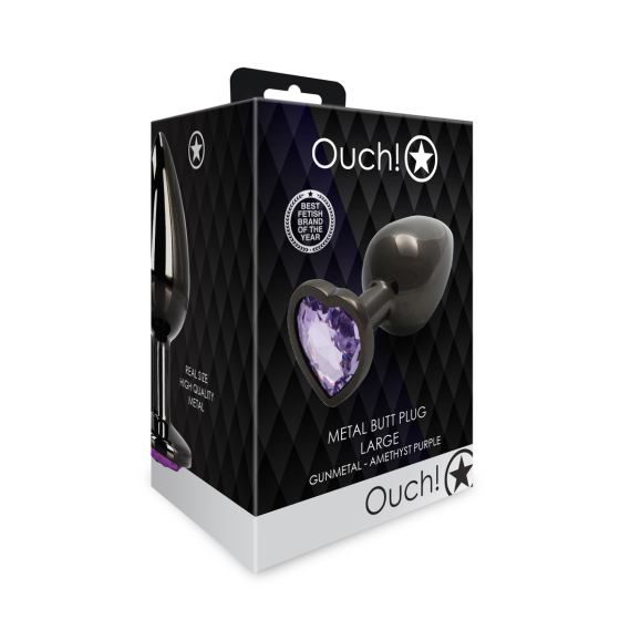 Анальна пробка - Ouch! Metal Butt Plug Large Gunmetal/Amethyst Purple Sex Aura Київ