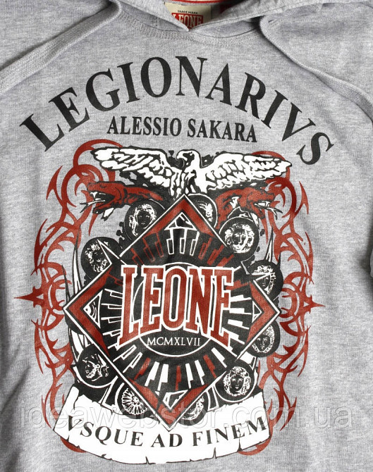 Толстовка чоловіча Leone Legionarivs Fleece Grey сіра з капюшоном із бавовни для спорту тренувань ММА бокса та повсякденного носін Київ - фото 11