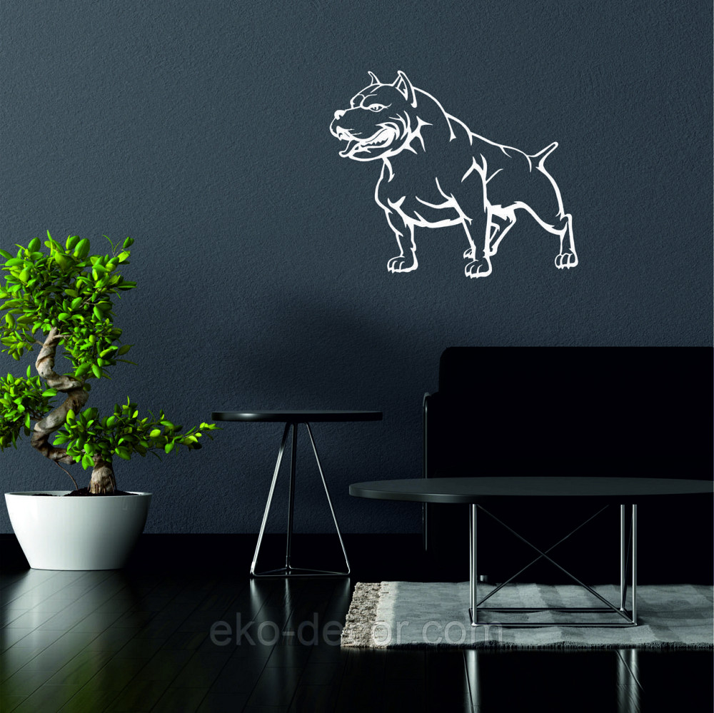 Декоративное настенное Панно «Американский питбультерьер» Декор на стену 90*75 см, Белый Киев - изображение 2