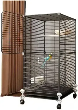 Металлическая клетка для птиц на колесах с аксессуарами 82х37х37см KP-82 Коломыя
