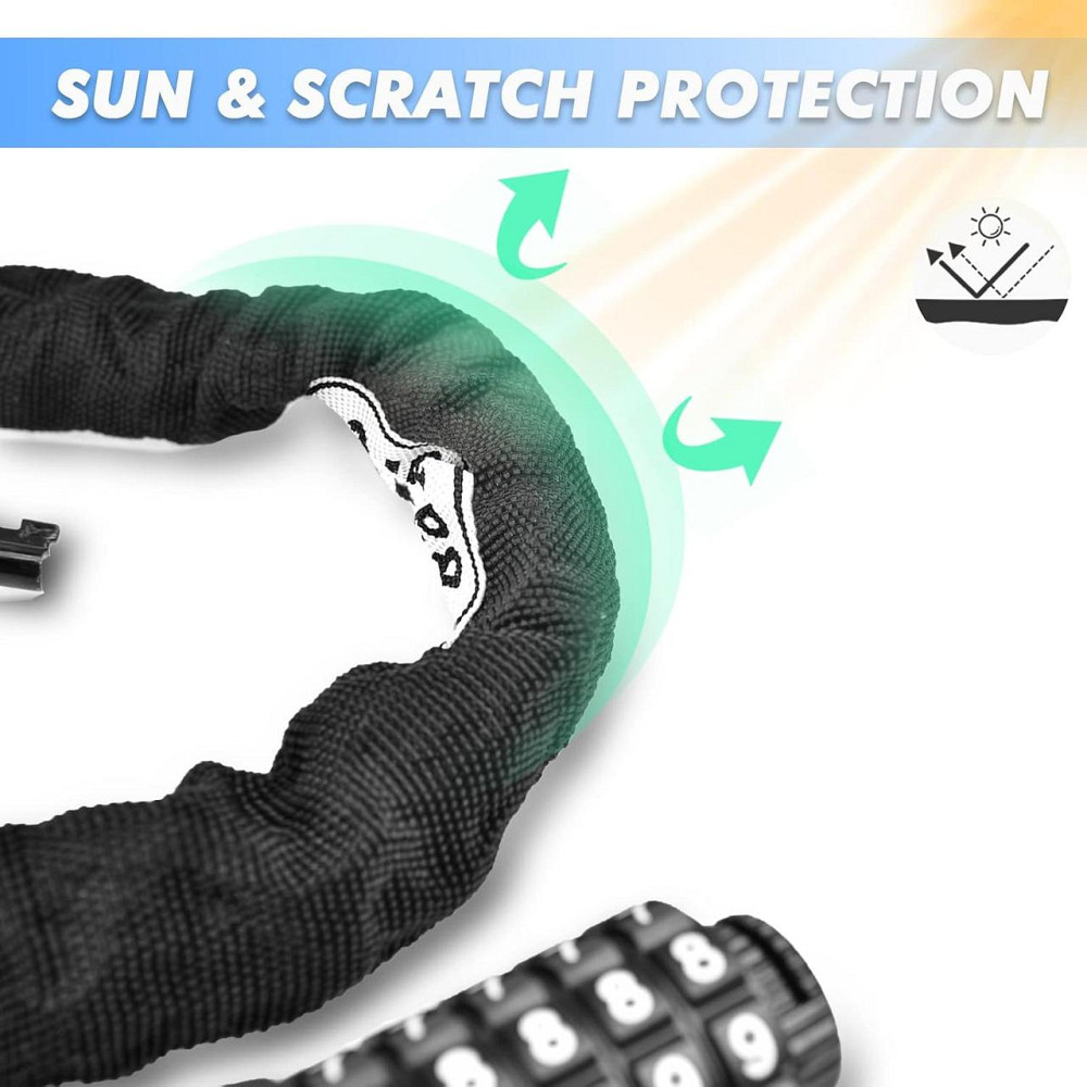 Цепной велосипедный замок Iregro с кодом 90 см, стальной, кодовый замок для электросамоката, мотоцикла, байка Киев - изображение 4