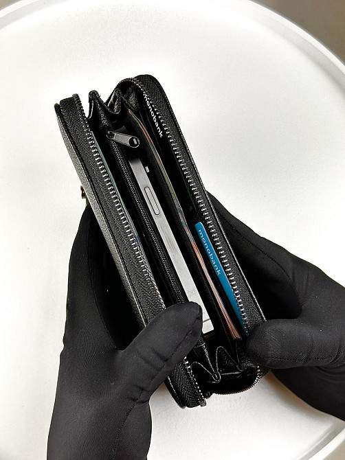 Шкіряний клатч-гаманець із натуральної зернистої шкіри SV001 (Чорний) Суми - фото 7