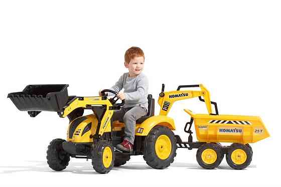 Дитячий педальний трактор з причепом і ковшами Falk Komatsu 2086W для дітей Київ