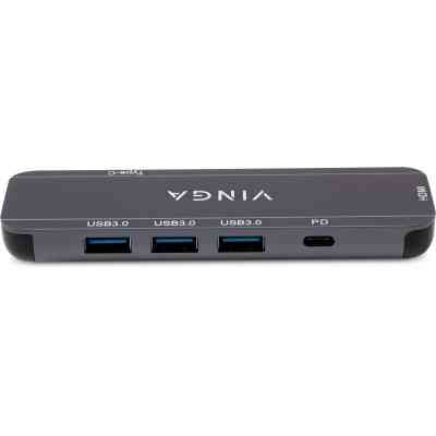 Концентратор Vinga USB-C 3.1 to HDMI+3xUSB3.0+PD100W+USB-C foldable cable (VHYC6FC) Винница