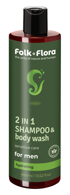 Мужской шампунь-гель для душа 2в1 Увлажняющий Folk&Flora 400 мл Киев - изображение 1