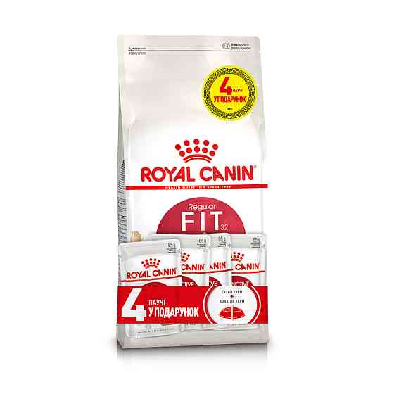 Корм для домашніх і вуличних котів ROYAL CANIN FIT 2кг + 4 паучі вологого корму у подарунок Київ