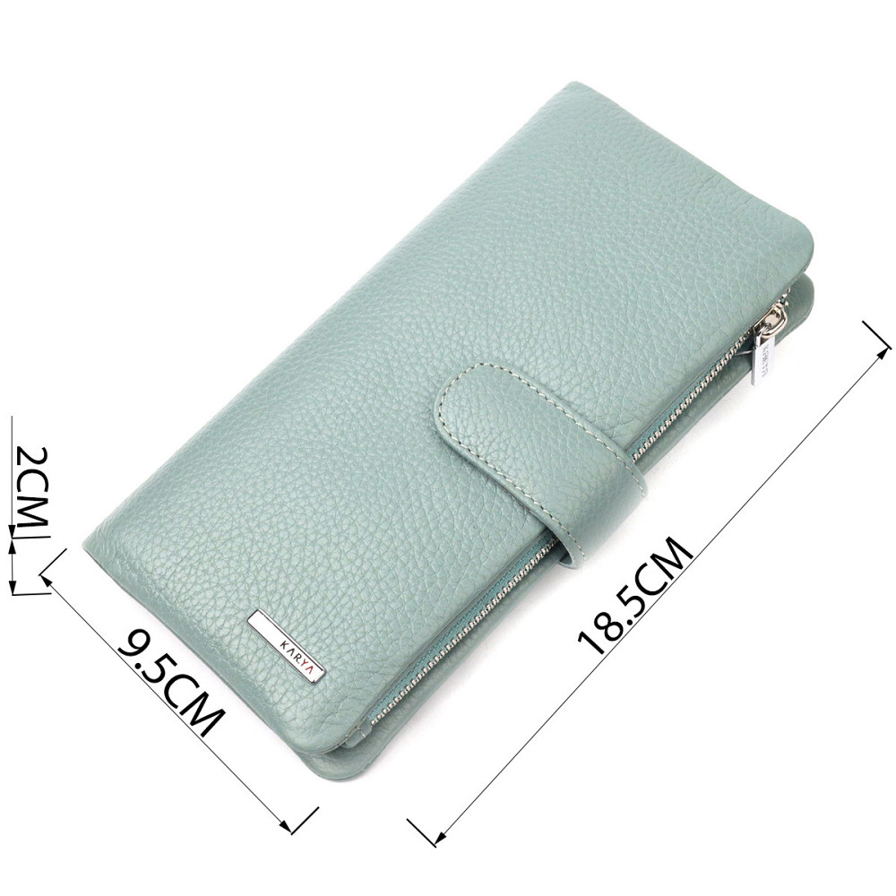 Интересное женское портмоне из натуральной кожи KARYA 21000 Серо-голубой Киев - изображение 9