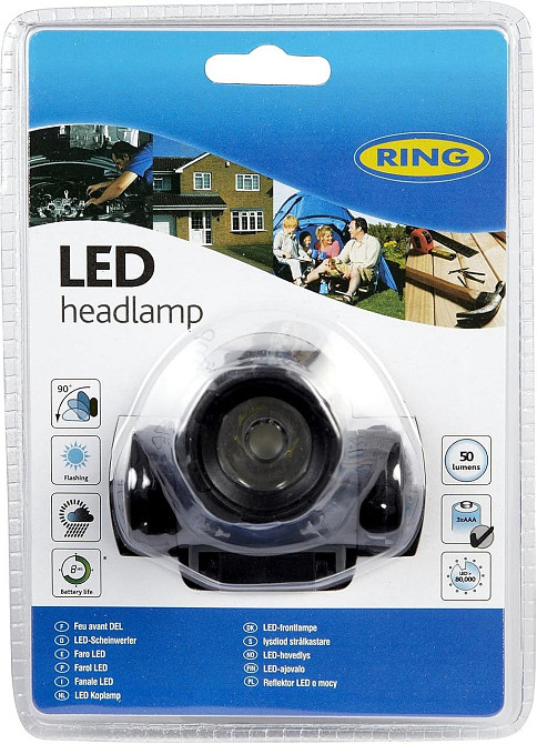 Налобний ліхтар Ring RT5174 LED 50 Лм, 3 режими, регульований кут, батарейки AAA в комплекті Київ - фото 3