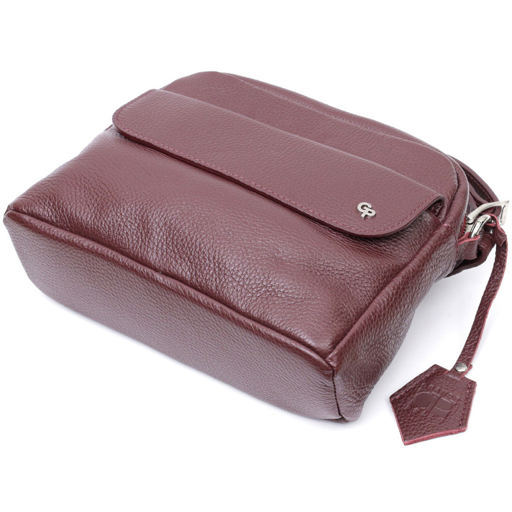 Яскрава сумка жіноча крос-боді з натуральної шкіри GRANDE PELLE 11653 Бордовий Київ - фото 5