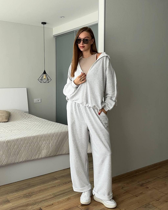 Женский прогулочный костюм двойка: кофта и штаны трехнить петля 100% хлопок Меланж Одесса - изображение 6