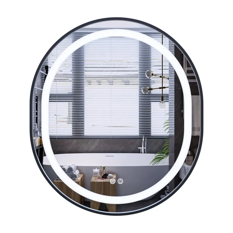 Дзеркало Mixxus Premium ELLIPSE MV05-80x70-Reverse BLACK з Led Touch, Anti-fog, димером (3-6,5kK) (MP6646) Київ - фото 1