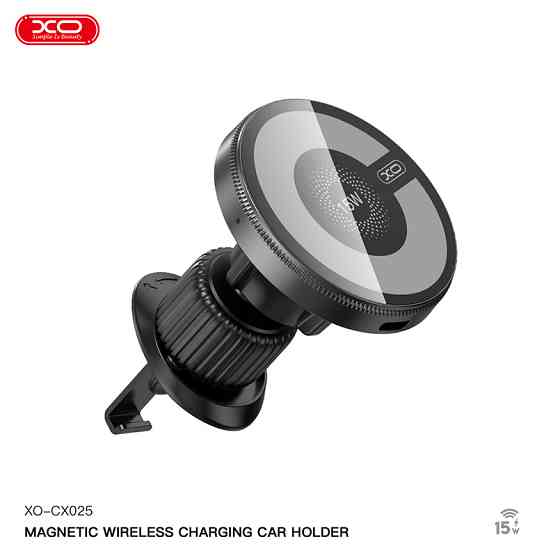 Тримач телефону автомобільний XO з бездротовою зарядкою CX025 Magnetic Car Air Vent 15W чорний Львів