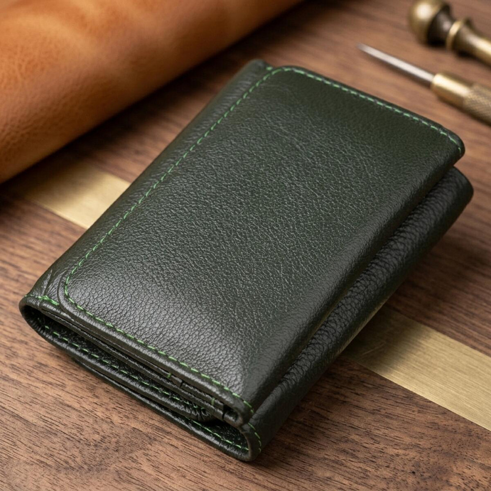 Маленький гаманець зручного формату із натуральної шкіри ST Leather 23076 Зелений Київ - фото 14